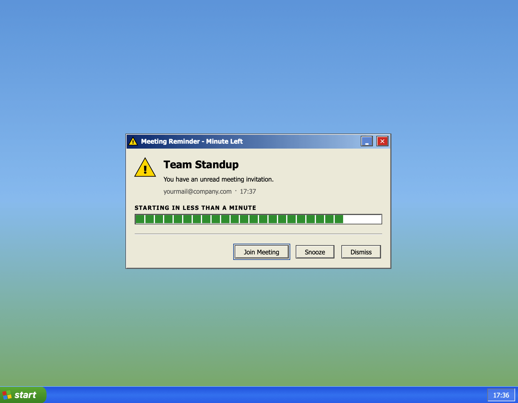 Minute Left — Windows XP theme alert